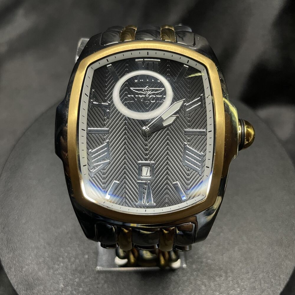 Invicta 39829 Men's Lupah Black Dial Two Tone SS Bracelet Watch | w/Box & Strap